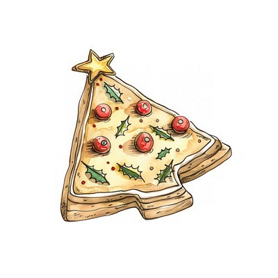 Festive Christmas tree cookie illustration