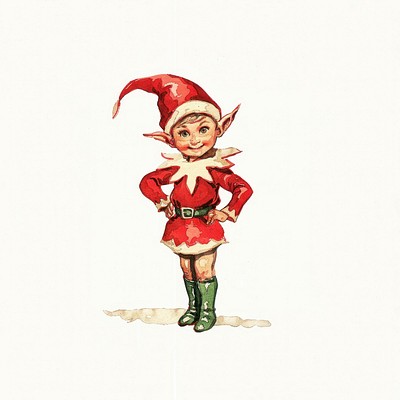 Vintage Christmas elf illustration