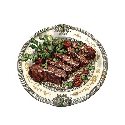 Delicious steak on ornate plate