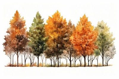 Autumn watercolor trees illustration