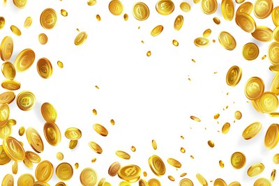 Golden coins falling illustration