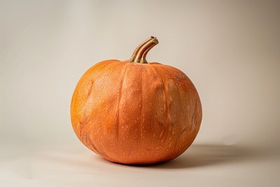 Ripe pumpkin on neutral background