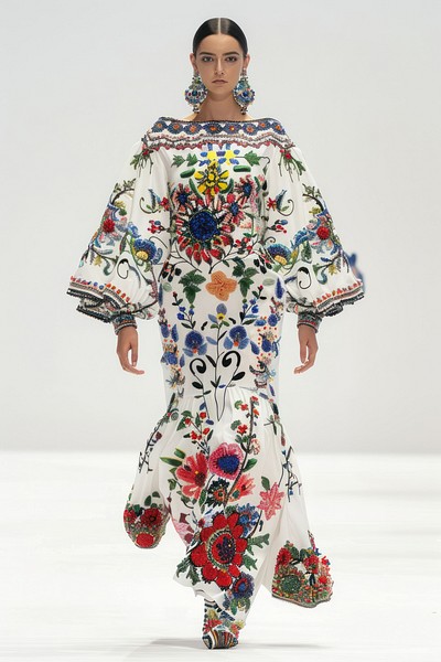 Vibrant floral embroidered fashion