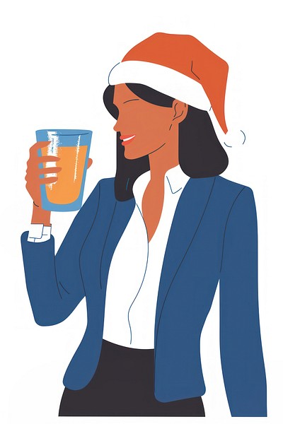 Festive businesswoman enjoying holiday drink