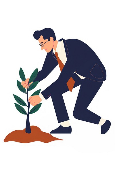 Businessman planting tree illustration