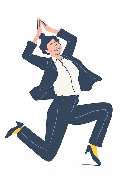 Joyful businesswoman jumping illustration