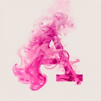 Letter A smoke purple pink.