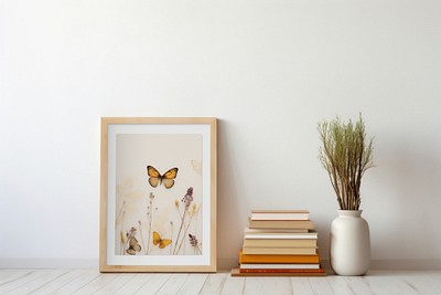 Minimalist decor with butterfly artwork