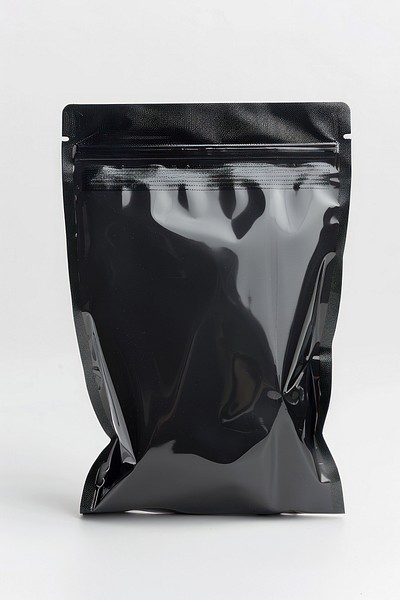 Sleek black packaging pouch