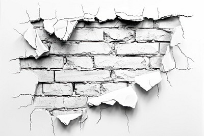 Cracked white brick wall texture