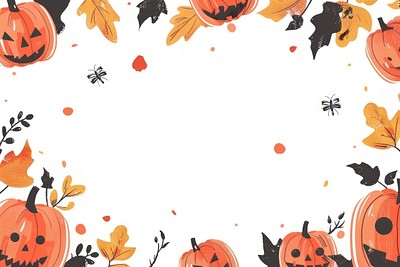 Halloween pumpkins autumn leaves frame