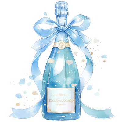 Elegant watercolor champagne bottle