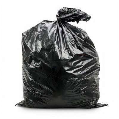 Black plastic garbage bag