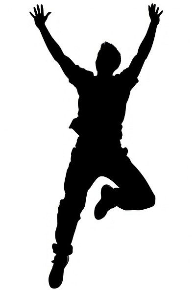 Happy man jumping silhouette recreation stencil.