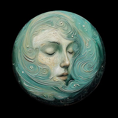 Dreamy ethereal face in swirls