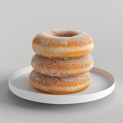 Sugary donuts on white plate