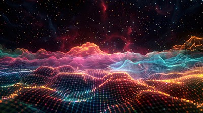 Vibrant digital waves and stars