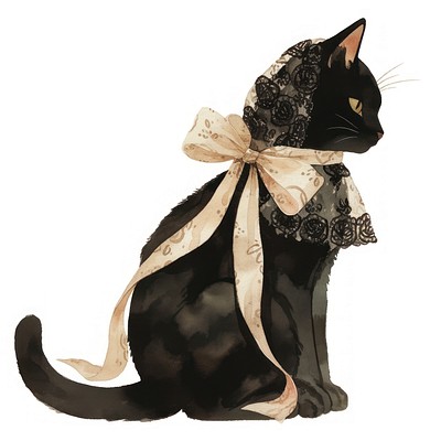 Elegant black cat illustration | Free Photo Illustration - rawpixel