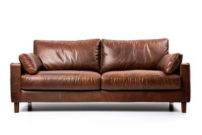 Dark brown leather sofa furniture cushion pillow.