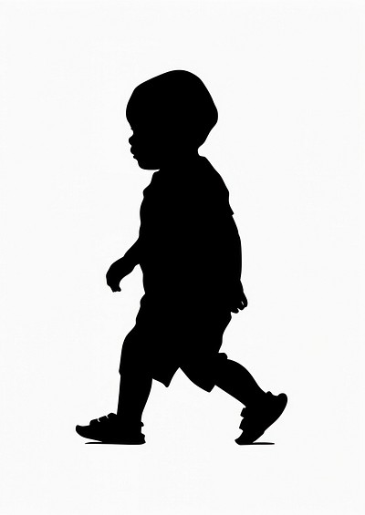 Silhouette child walking profile illustration