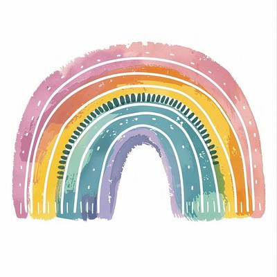 Colorful watercolor rainbow illustration