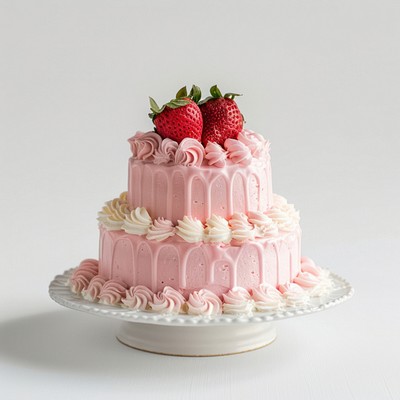 Elegant pink strawberry cake