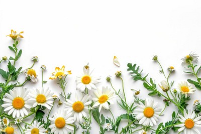 Fresh daisies on white background