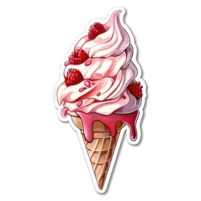 Ice cream sticker raspberry dessert produce.