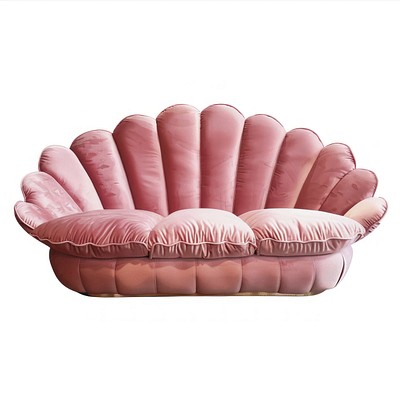 Elegant pink shell-shaped sofa