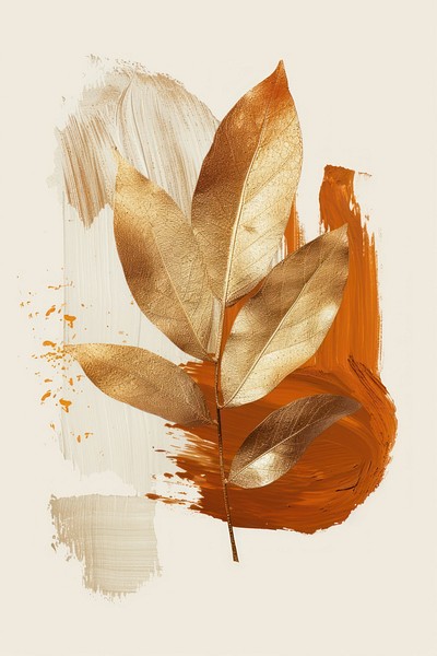 Golden leaves abstract art