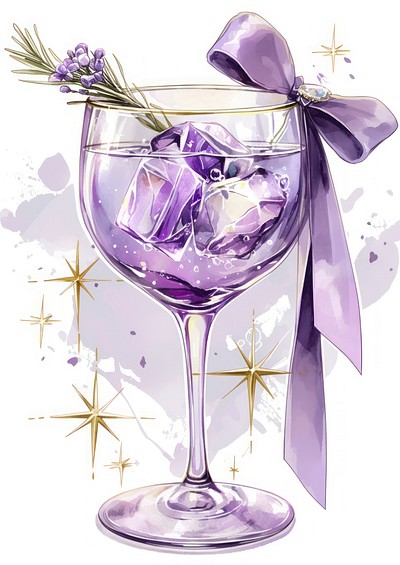 Purple coquette drinks chandelier beverage lavender.