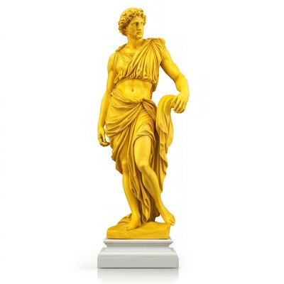 Golden classical statue on pedestal