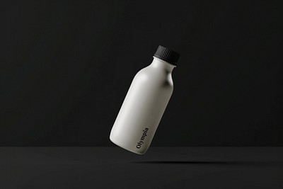 Minimalist white bottle floating