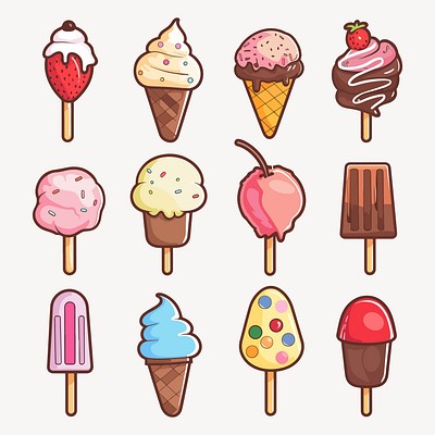 Ice cream vector set