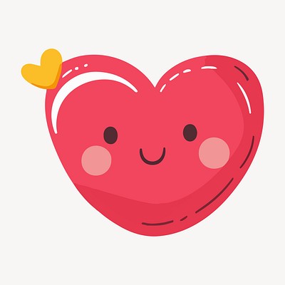 cute heart character illustration vector