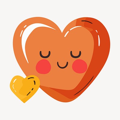 cute heart character illustration vector