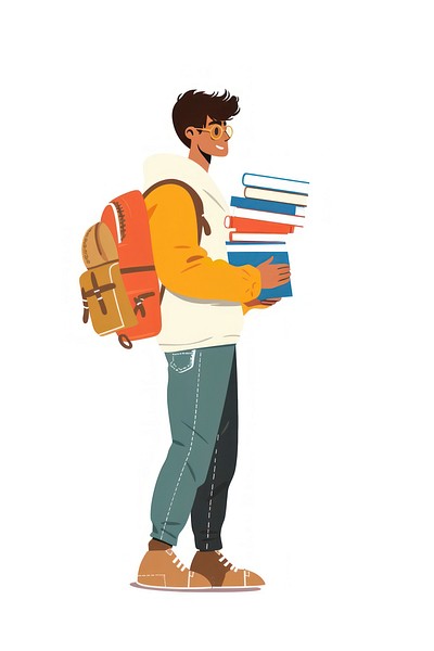 Student carrying books illustration