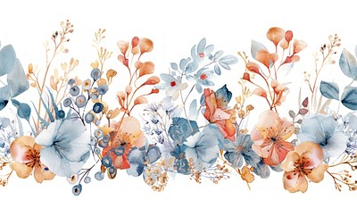 Delicate watercolor floral border illustration