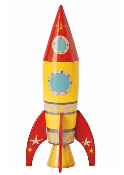 Colorful retro toy rocket