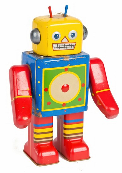 Colorful vintage toy robot