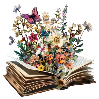 Floral book butterfly nature illustration