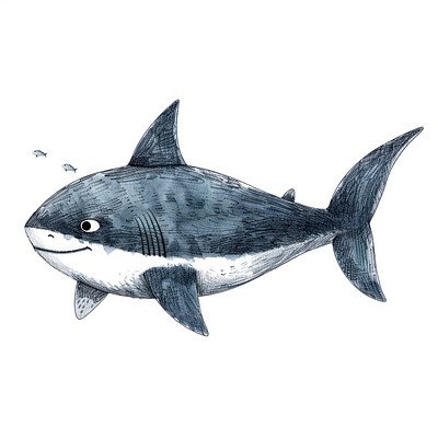 Shark shark illustrated drawing.