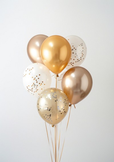 Elegant gold and white balloons