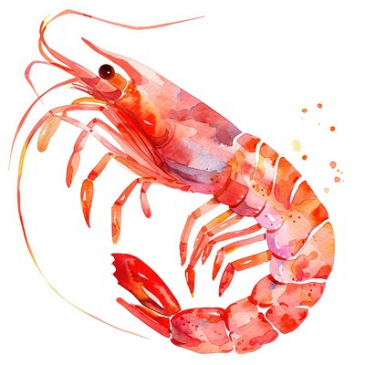 Vibrant watercolor shrimp illustration