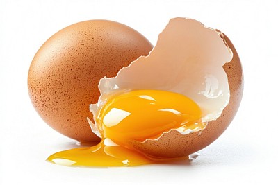 Cracked egg with yolk.