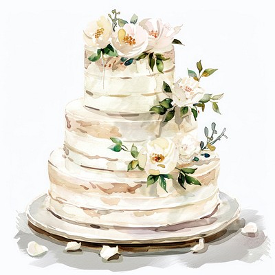 Elegant watercolor wedding cake