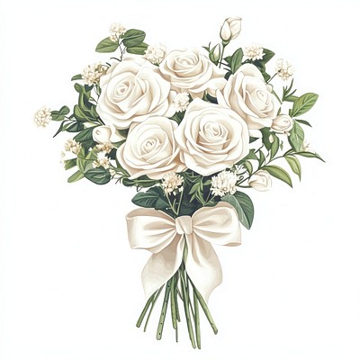 Elegant white rose bouquet illustration