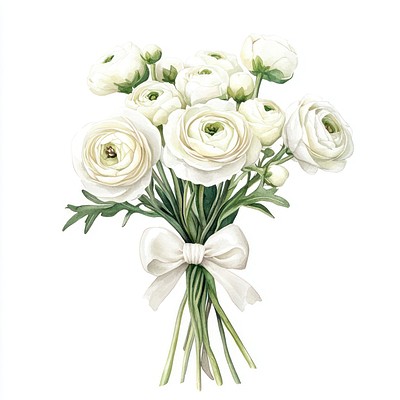 Elegant white floral bouquet illustration