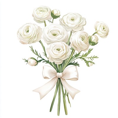 Elegant white floral bouquet illustration