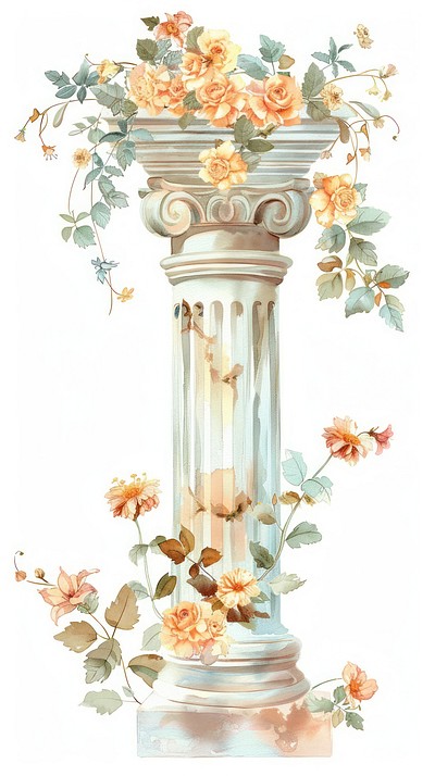 Elegant floral column illustration